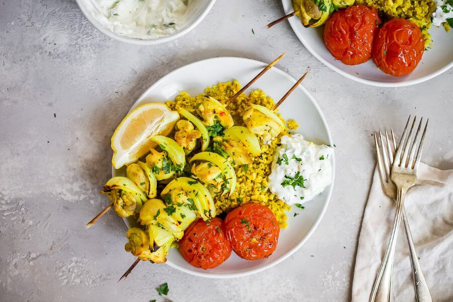 MIDDLE EASTERN SKEWERS WITH CAULIFLOWER&nbsp;RICE