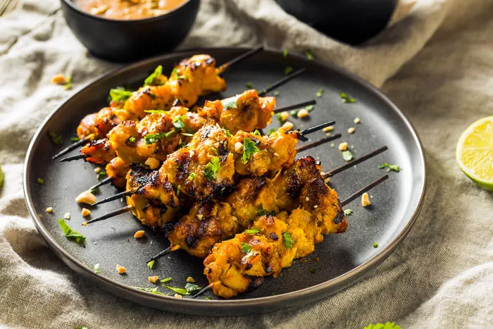 Thai Chicken Satay Skewers with Peanut Sauce