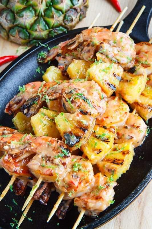 Grilled Coconut & Pineapple Sweet Chili Shrimp
