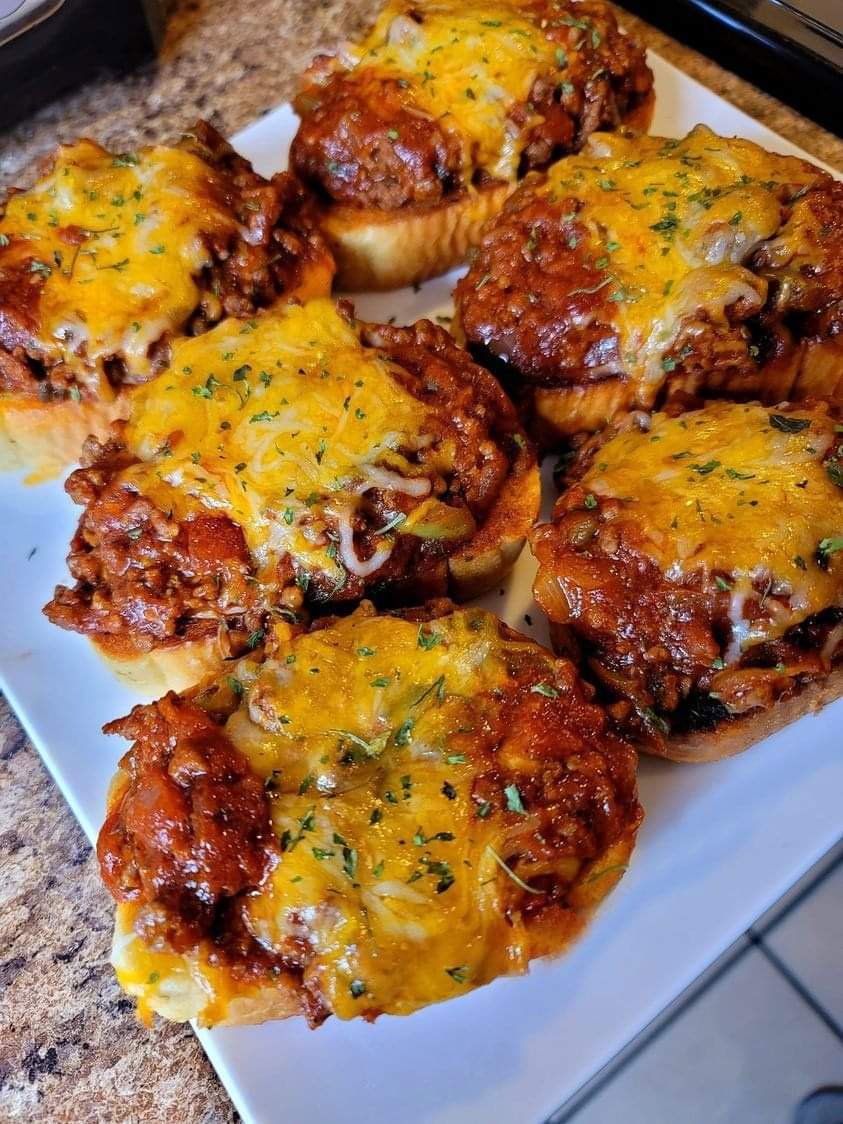Open face garlic toast sloppy&nbsp;joes