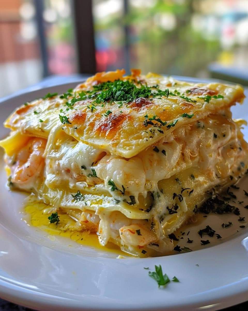 Garlic Butter Shrimp Scampi&nbsp;Lasagna