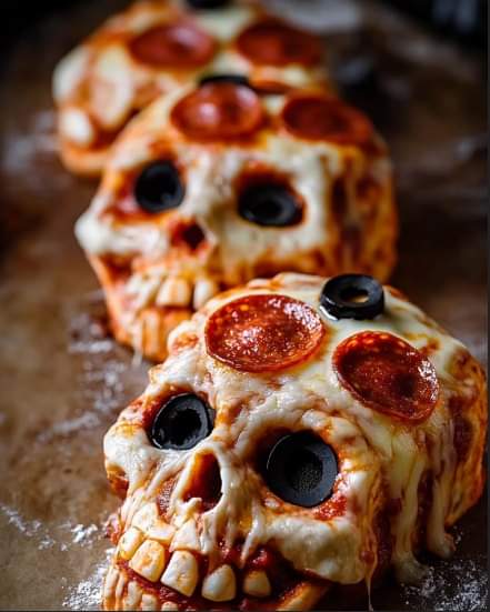 Halloween Pizza Skulls