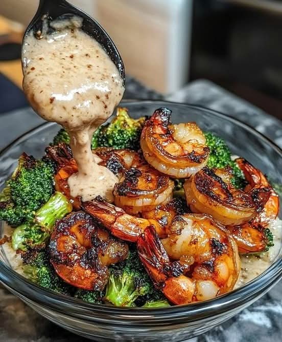 Honey Garlic Shrimp Bowls with Roasted Broccoli
