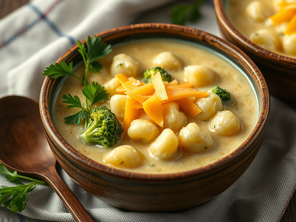 Broccoli Cheddar Gnocchi Soup